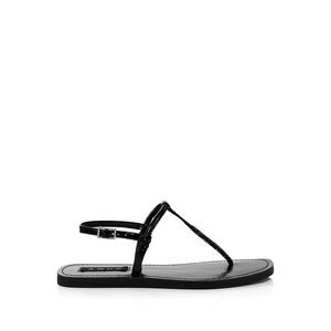 AQUA Womens Black T-Strap Zen Round Toe Buckle Thong Sandals 6.5 M